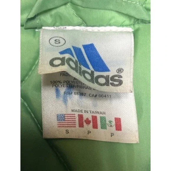 Adidas Youth Coat Hooded Vintage 3 stripe Size Small Y2K Blue Green Liner - Picture 3 of 6